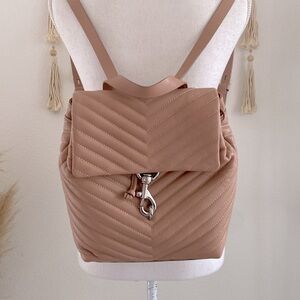 Rebecca Minkoff leather quilted backpack Edie Flap bag neutral minimalist gift